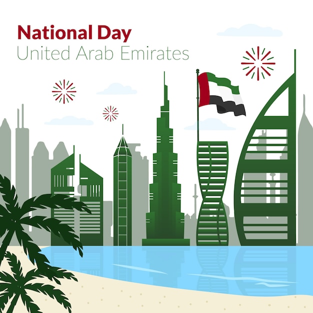 Flat design united arab emirates national day