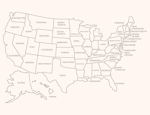 Flat design united states outline maps