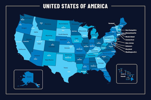 Vector flat design usa outline map