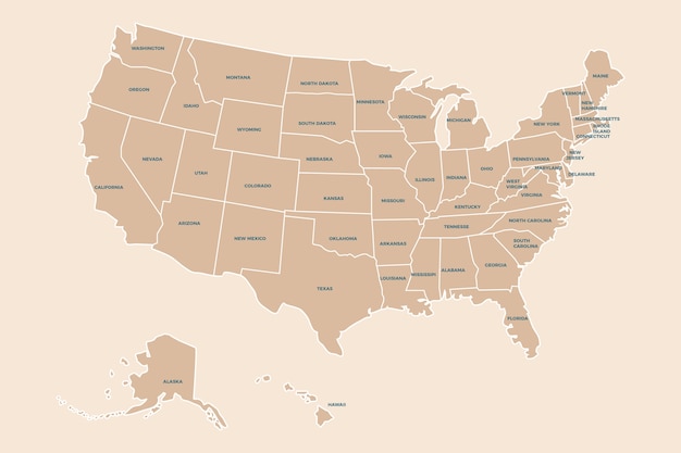 Flat design usa states outline map