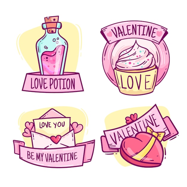 Flat design valentines day badge collection