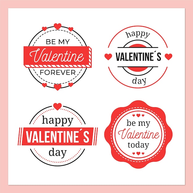 Flat design valentines day badge collection