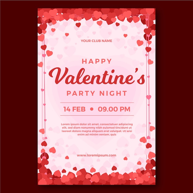 Flat design valentines day party poster template