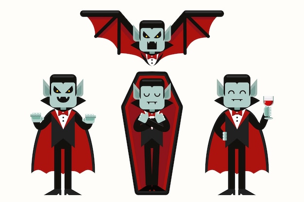 Flat design vampire character collection