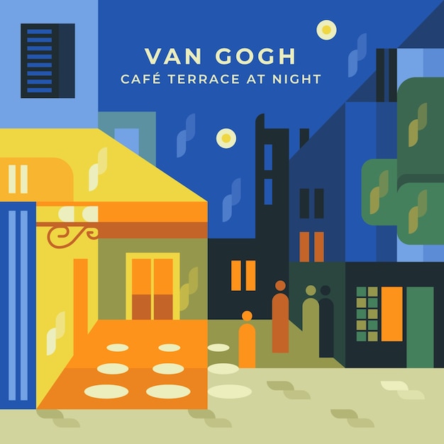 Flat design van gogh painting illustration