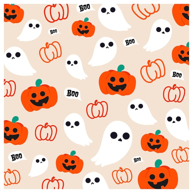 Flat design vector cute colorful happy halloween pattern element background