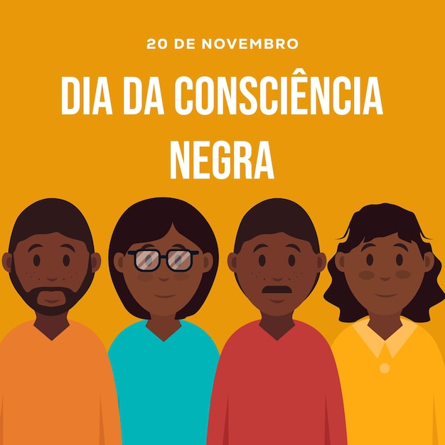 Flat design vector dia da consciencia negra