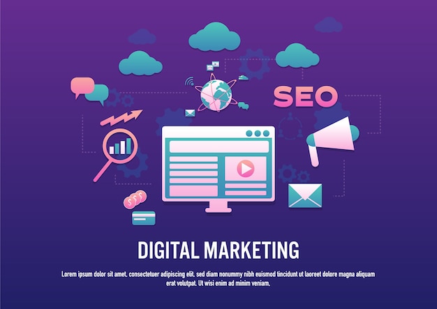 Flat design vector of digital marketing concept 