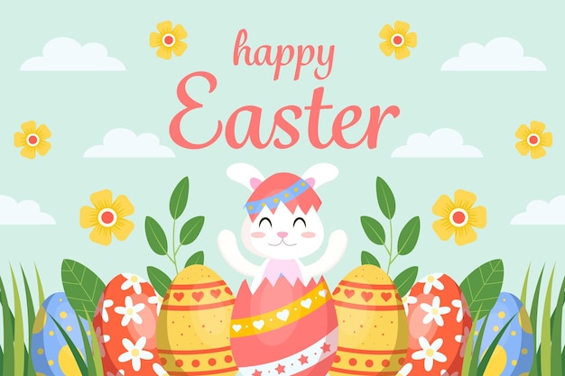 flat design vector happy easter day background illustration