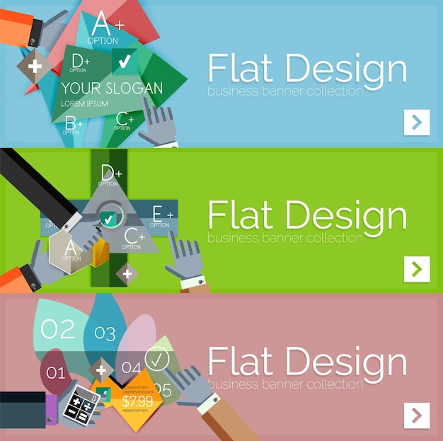 Vector flat design vector infographic banners with geometric infographics