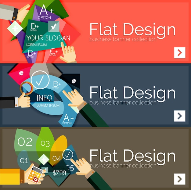 Flat design vector infographic banners with geometric infographics