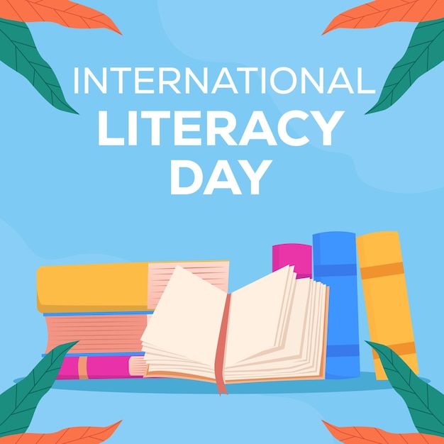 flat design vector literacy day illustration concept