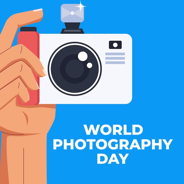 Flat design vector world photography day illustration