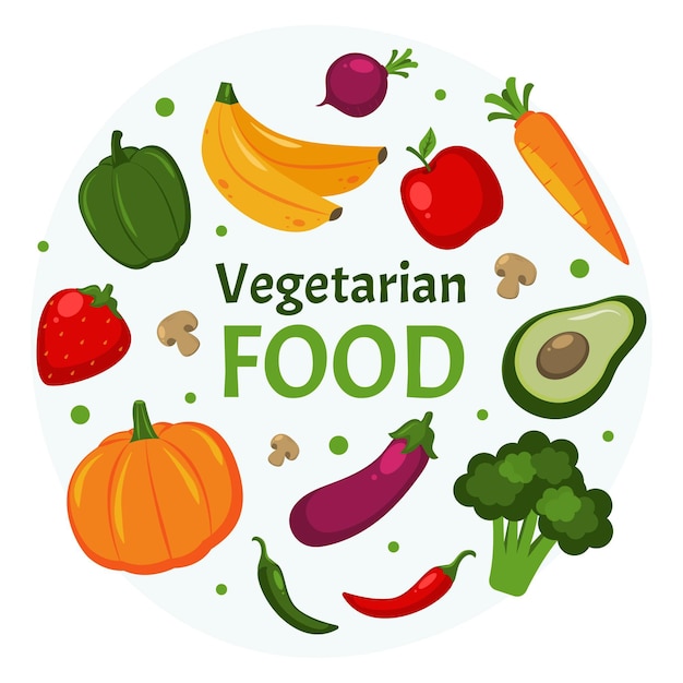 Flat design vegetarian food collection