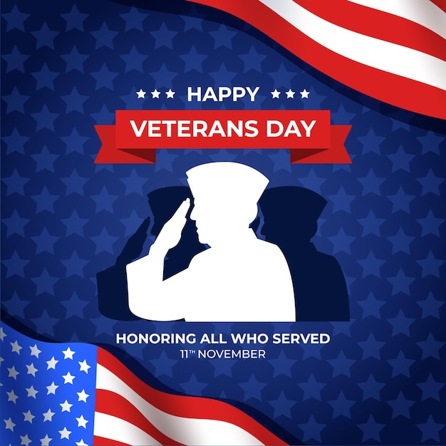 Flat design veterans day celebration