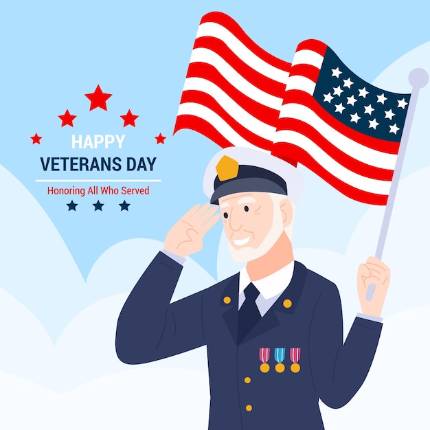 Flat design veterans day concept