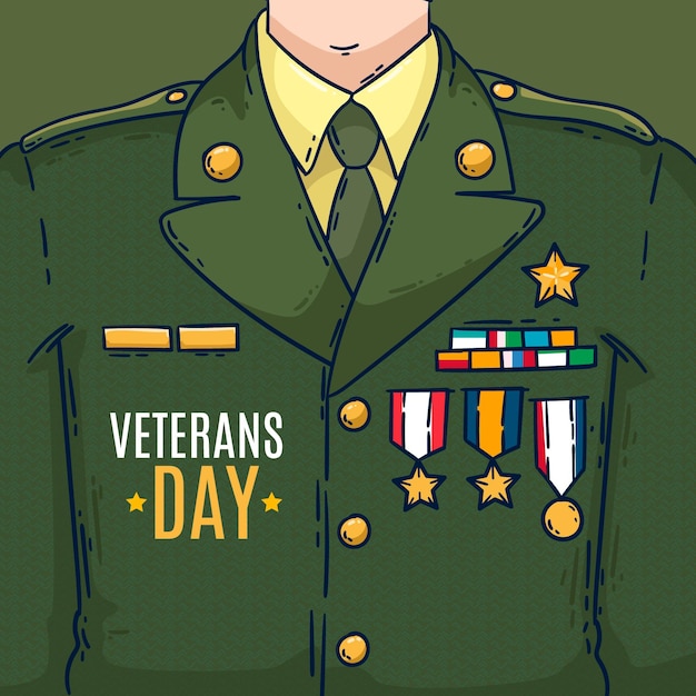 Flat design veterans day uniform