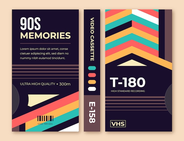 Flat design vhs cover template