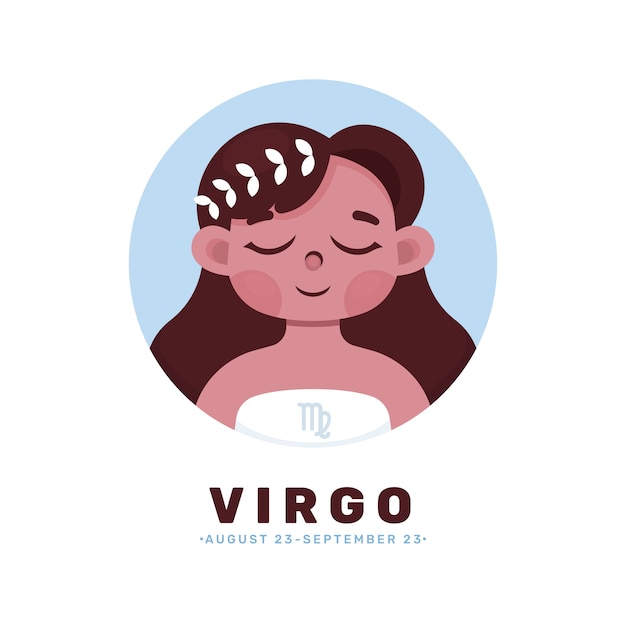 Flat design virgo logo with woman