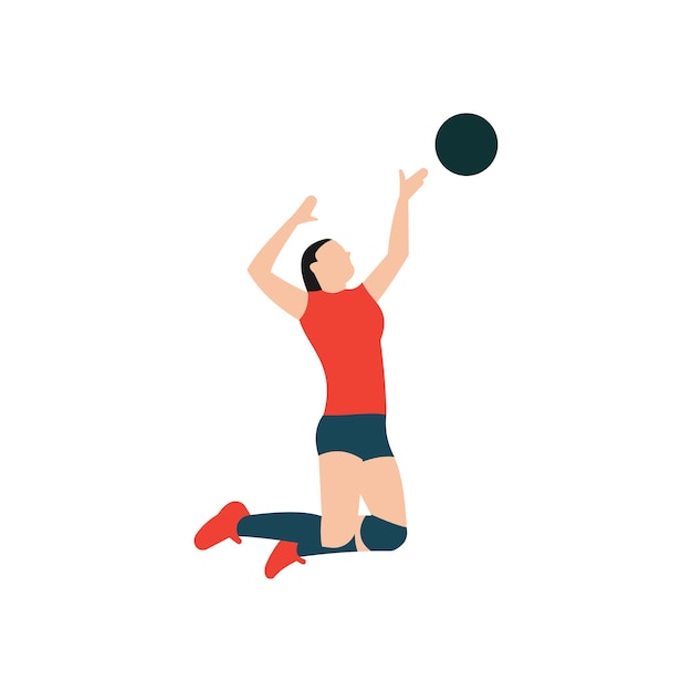 Flat design volleyball player sports vector icon illustration