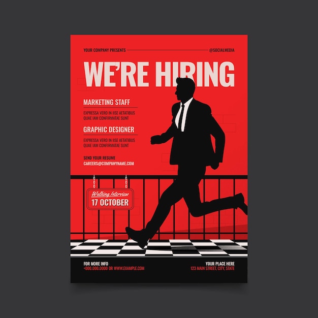 Vector flat design we are hiring poster design template