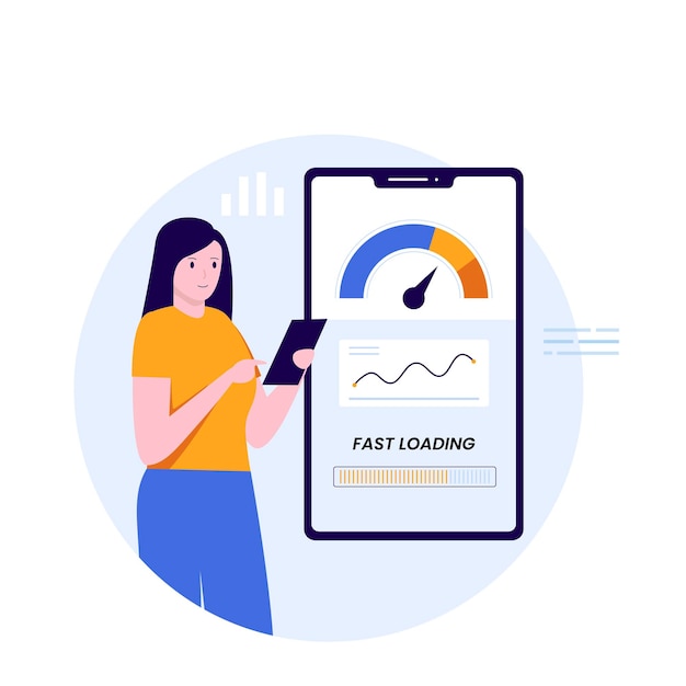 Flat design of web page loading speed test