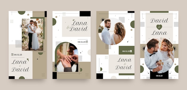 Flat design wedding celebration instagram stories