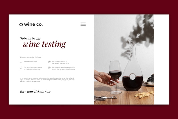 Vector flat design wine tasting landing page