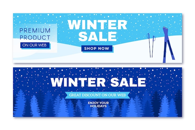 Flat design winter sale banners template