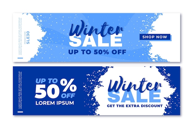 Flat design winter sale banners template