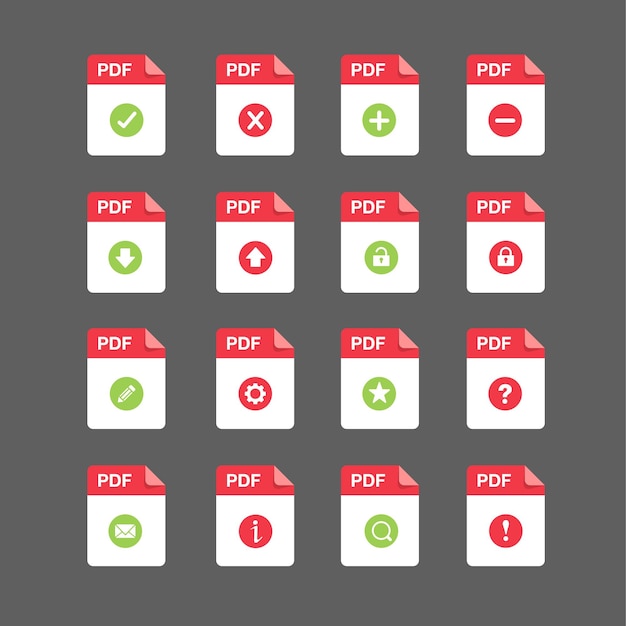 Flat design with PDF files icon set symbol set vector design element illustration