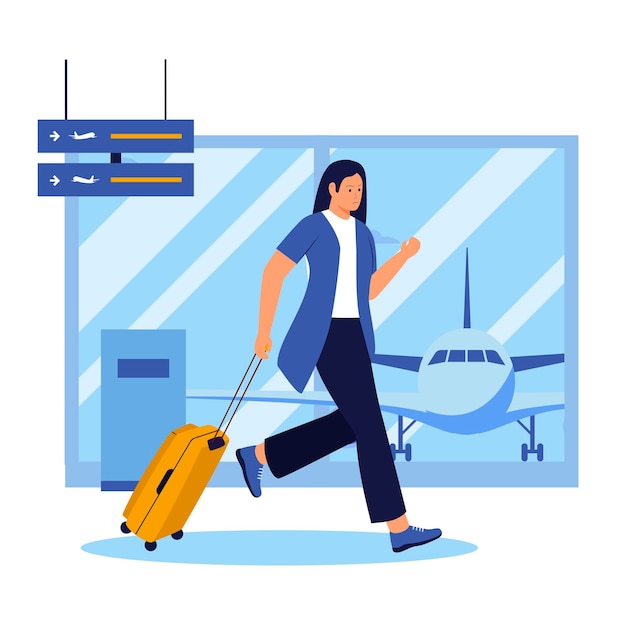 Flat design of woman missed flight