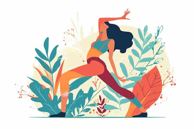 Vector flat design woman stretching exercises