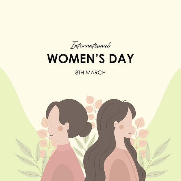 flat design womens day background template for media social