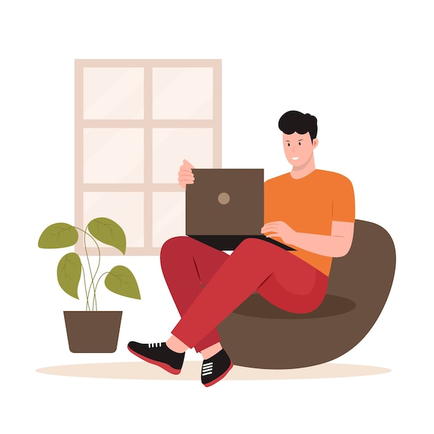 Flat design of working at home