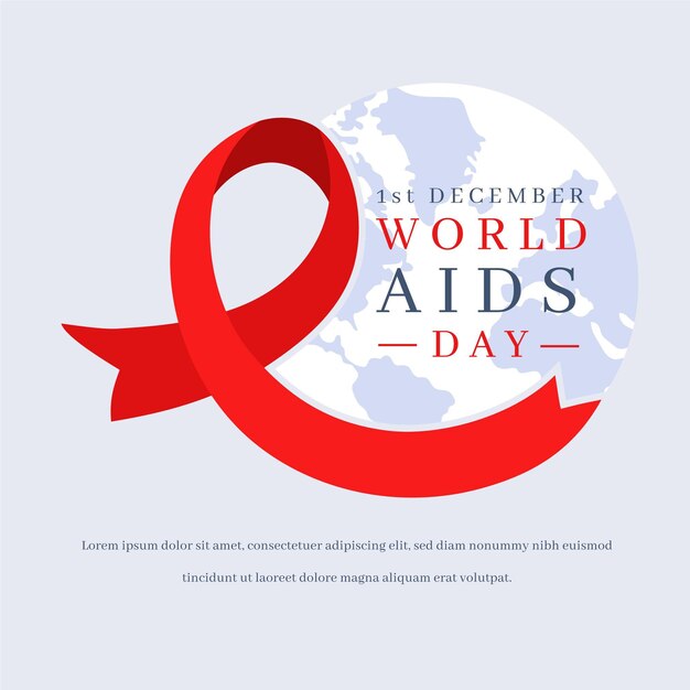 Vector flat design world aids day symbol with earth