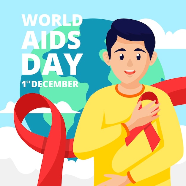 Flat design world aids day