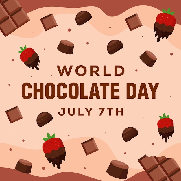 flat design world chocolate day illustration with chocolate cakes