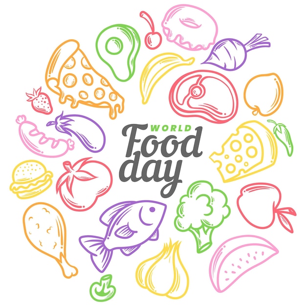 Flat design world food day concept