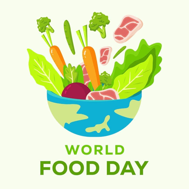 Flat design world food day illustrations