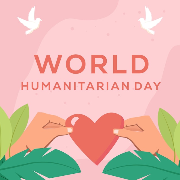 Flat design world humanitarian day with hands holding love shape