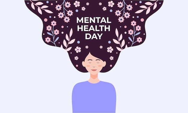 Flat design world mental health day background vector