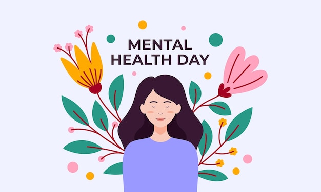 Flat design world mental health day background vector