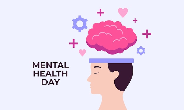 Flat design world mental health day background vector