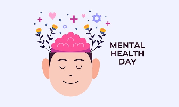 Flat design world mental health day background vector