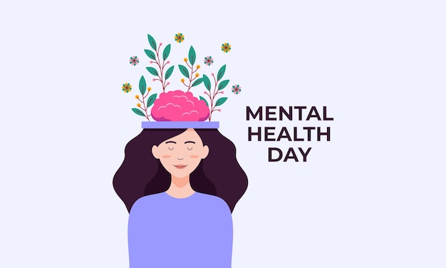 Flat design world mental health day background vector