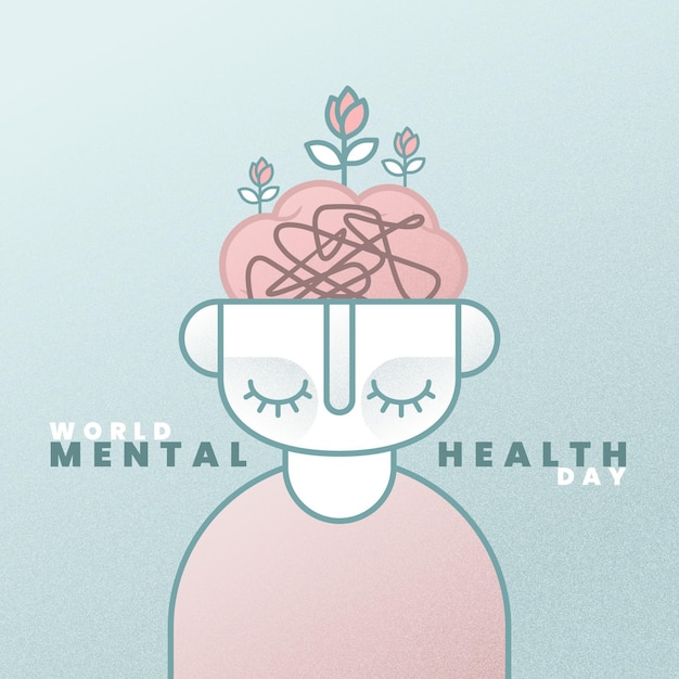 Flat design world mental health day concept