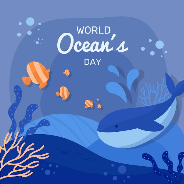 Flat design world oceans day