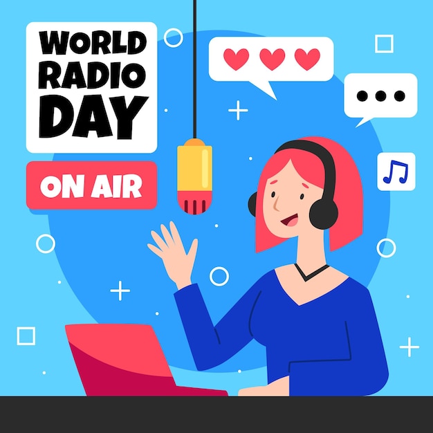 Flat design world radio day