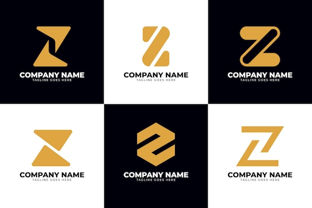 Vector flat design z letter logo collection